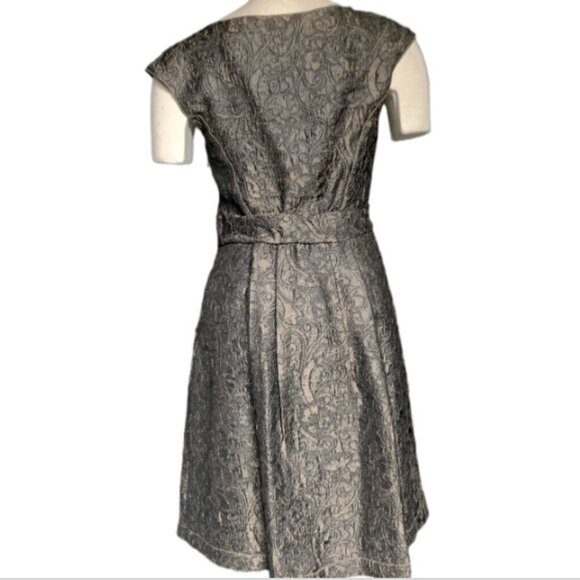 MSSP Max Studio Metallic Jacquard Fancy Cocktail Dress Sz S #66D - Picture 5 of 8